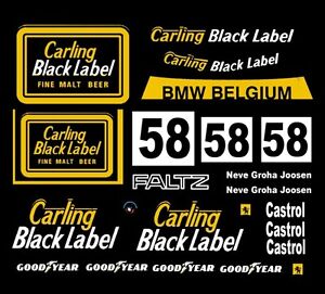 #58 Carling Black Label BMW 1978 1/32nd Scale Slot Car Decals