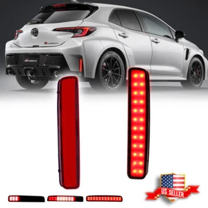 Red Lens Full LED Rear Bumper Reflector Lights For 2023+ Toyota GR Corolla E210 - Picture 1 of 13