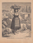 Neapolitanische Fruchtverkäuferin - Alter Stich 1879 Druck Bild Antique Print