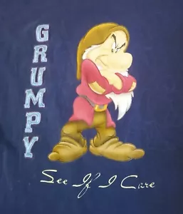 T-shirt donna vintage Disney Grumpy Dwarf See I Care taglia XL 18-20 due lati - Foto 1 di 8