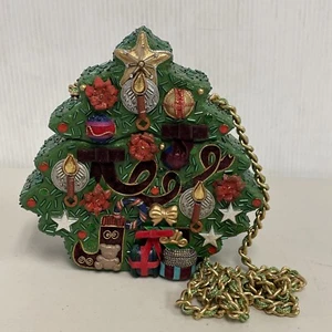 Mary Frances Weihnachtsbaum Hartschalen Handtasche Handarbeit - Bild 1 von 9