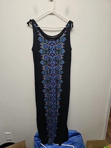 Pure Energy Black Geometric Multicolored Sleeveless Maxi Dress Side Slits 1X - Picture 1 of 6