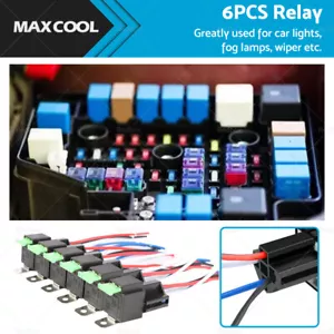 6PCS 12V Relay 4 PIN Automotive 30AMP 30A Normally Open Contact Fused + 30A Fuse - Picture 1 of 10