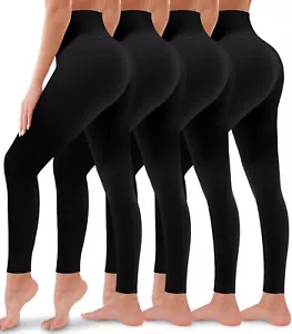 4 Pack Leggings for Women Butt Lift High Waisted Tummy Control No See-Through - Picture 1 of 11