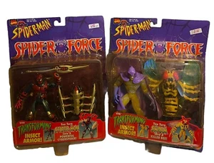 Lotto 2 action figure Spider Force CYBERSECT SPIDER-MAN e SWARM vintage 1997 - Foto 1 di 11