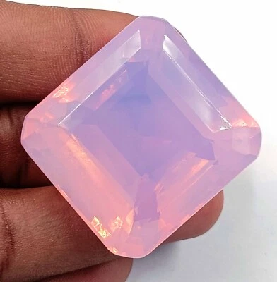 175 CT EGL CERTIFIED UNTREATED EMERALD CUT APPEALING PINK OPAL LOOSE GEMSTONE - Image 1 of 4