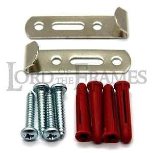 2 x NICKEL HEAVY DUTY J HOOKS Large Picture / Frame Hanging Hooks + Fittings - Picture 1 of 1