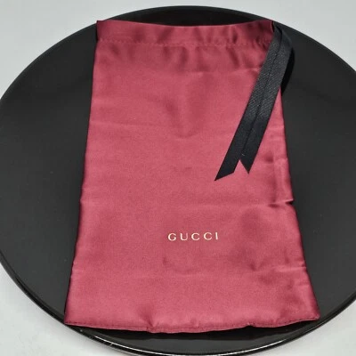 Gucci Burgundy Red Silk Pouch Bag 9" x 5" With Drawstring Sunglass Pouch - Image 1 of 4