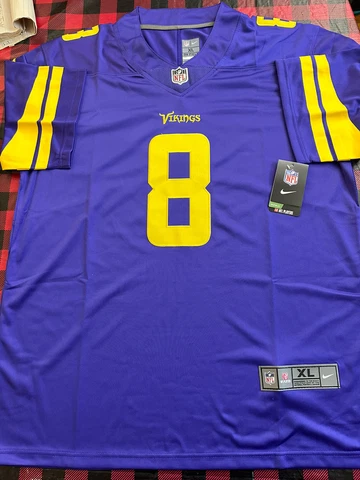 NFL Minnesota Vikings #8 Kirk Cousins Purple stitched Football Jersey Mens XL Cover