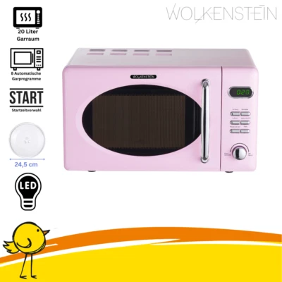 WOLKENSTEIN Mikrowelle WMW720, Retro, 700 W, pink - Bild 1 von 3