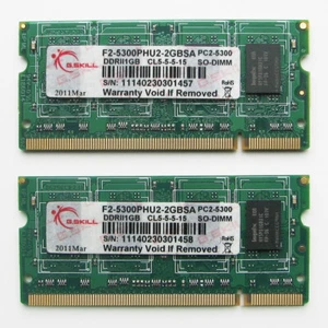 G.SKILL 2GB (2x1GB) PC2-5300 DDR2 667MHZ F2-5300PHU2-2GBSA SO-DIMM LAPTOP RAM - Picture 1 of 1