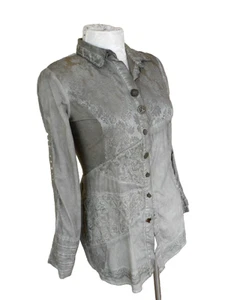 Elisa Cavaletti Cotton Denim Jacquard Women's Shirt Blouse Top Sz XL Italy NWOT - Picture 1 of 12