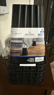 Elevadores de cama alta para administración del hogar, negros, paquete de 4 camas elevables de 7,25 pulgadas Foto 1 de 4