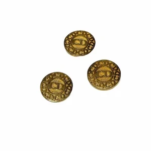Christian Dior CD Logo Button Lot 3 Goldtone Shank Designer Buttons Vintage - Picture 1 of 5