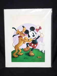 Disney PLUTO GIOCOSO Topolino Stampa artistica Bruce McGaw grafica 14 x 11 nuovo - Foto 1 di 9