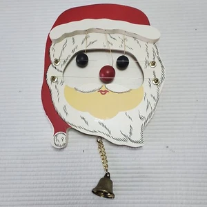 Santa Door Knocker Chime Christmas Vintage Bell 9"x7" Wooden Harp Musical Wall - Picture 1 of 6