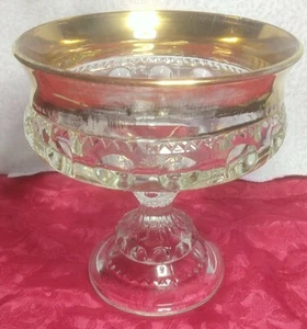 Vintage King's Crown Open Compote Gold Flashed Tiffin Franciscan Candy Pedestal - Picture 1 of 5