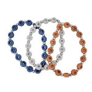 Boho Chic Colorful Plastic Bead Stretch Bracelets - Set of 3 - Picture 1 of 7