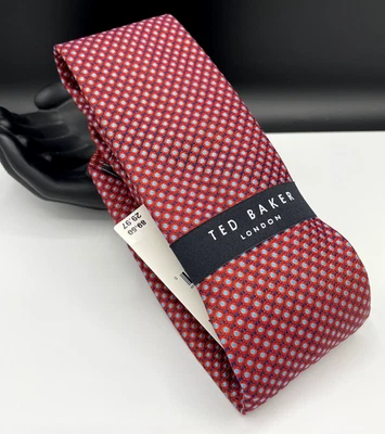 Corbata de mezcla de seda para hombre TED BAKER London ~ Melón ~ Geo Grid ~ NUEVA PRECIO DE VENTA SUGERIDO POR EL FABRICANTE: $89,50 Foto 1 de 3