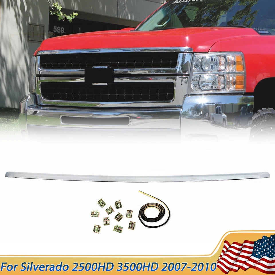 Front Hood Molding Chrome For 2007-2010 Chevrolet Silverado 2500 HD 3500 HD Foto 1 de 4