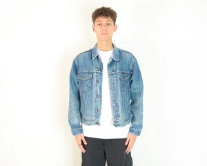 Wrangler W41001 Vintage Hombres L Jean Denim Chaqueta Trucker Algodón Azul Oeste - Imagen 1 de 10