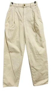 Tory Burch Hose Damen 25 Elfenbein Plissee Tapered Cropped Knöchel Baumwolle Twill - Bild 1 von 13