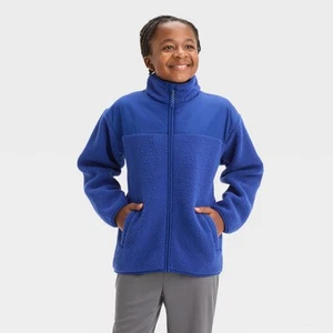 All In Motion Kids Full Zip High-Pile Cozy Sweatshirt Mock Turtleneck - Picture 1 of 7