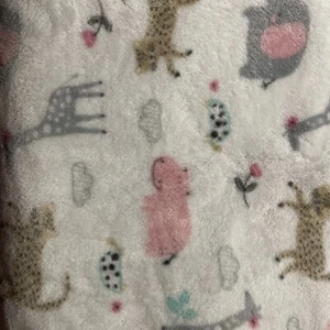 DUCK DUCK GOOSE BABY BLANKET PINK JUNGLE  HIPPO GIRAFFE TIGER CLOUDS (B7) - Picture 1 of 3