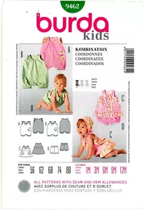Easy Infant Coordinates Pattern Size 1 Mo 3 Mo 6 Mo 9 Mo 12 Mo Burda 9462 Uncut - Picture 1 of 2