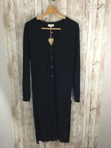 UMGEE Long Long Sleeve Duster Cardigan Black Button Down Sz Small Side Slits NEW - Picture 1 of 5