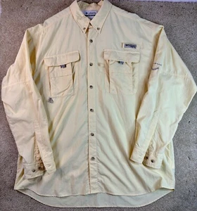 Columbia PFG Mens Shirt Large Yellow Button Up Long Sleeve Vented Trek Fishing - Picture 1 of 9