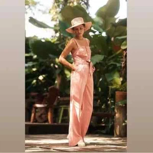 Anthropologie Pilcro & The Letterpress Belted Desmond Rose Wideleg Jumpsuit Sz 2 - Picture 1 of 9