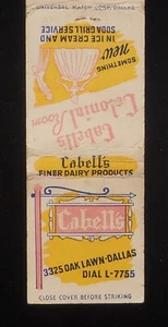 1950s Cabell's Finer Dairy Products Colonial Room Ice Cream Soda Grill Dallas TX - Bild 1 von 2