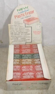 Vintage/Antique Nodalon Plastic Eraser Full Box 72 NOS Rare HTF Pencil Erasers - Picture 1 of 9