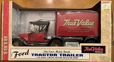 ERTL 1918 FORD TRACTOR TRAILER LIMITED EDITION DIE-CAST METAL BANK 1/25 NIB - Image 1 of 3