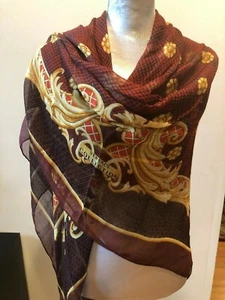 NEW Gianni  Versace Square Burgundy Bordeaux Gold Modal Cashmere Scarf Scarves  - Picture 1 of 6