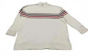 Tommy Hilfiger Men's Large Beige Vintage Striped Mock Neck Sweater - Picture 1 of 15