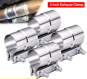 4pcs 3 Inch Lap Joint Exhaust Band Clamp Muffler Sleeve Coupler Stainless Steel - Foto 1 di 6