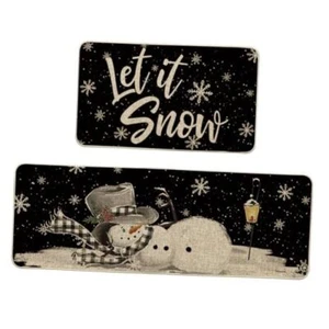 Let It Snow Schneeflocke Schneemann Licht Weihnachten 17" x 29"/17" x 47" schwarz - Bild 1 von 7
