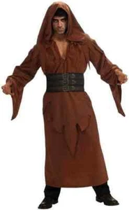 Brown Hooded Robe Gothic Monk Medieval Adult one size costume - Picture 1 of 2