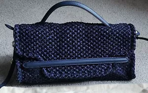 ZANELLATO (Authentic - LIKE NEW!) Taino Cuba - Navy Blue Nylon Woven Small Bag - Picture 1 of 24