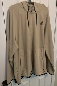 NEW Men’s Reebok Tan / Humus Full Zip Equip Hybrid Jacket w/ Hood Size 3XL - Picture 1 of 11