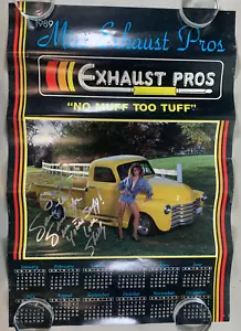 Póster pin up vintage 1989 Miss Exhaust Pros No Muff Too Tuff 16,5x23,75 firmado - Imagen 1 de 9