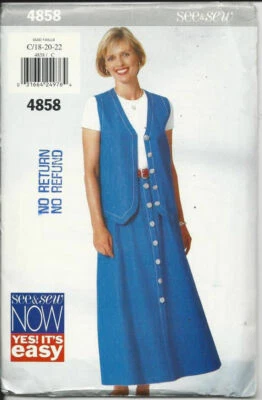 C38 STYLE 4858: SKIRT & VEST SIZE 12-16 SEWING PATTERN - Image 1 of 2