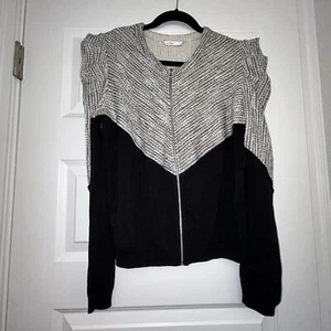 Suéter Top Vibe Tweed Tejido Cremallera Frontal Puff Manga Larga Talla XL - Imagen 1 de 6