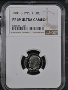 1981 S Roosevelt Type 1 10C NGC PF 69 Ultra Cameo - Picture 1 of 2
