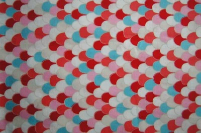 1/2 "For Your Nest" Pink Red Blue White Bubbles Cotton Quilting Fabric 18" X 44" - Image 1 of 2