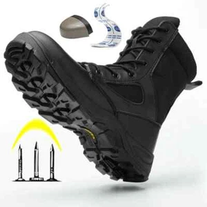 Zapatos Altos De Seguridad Para Hombres Botas Con Punta Acero Antigolpes Trabajo - Picture 1 of 25