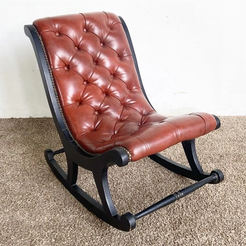 Regency Tufted Leather Rocking Chair Cover