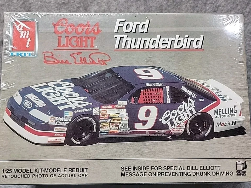 Coors Light Ford Thunderbird Elliot #9 Model Car Kit AMT 1 25scale NASCAR